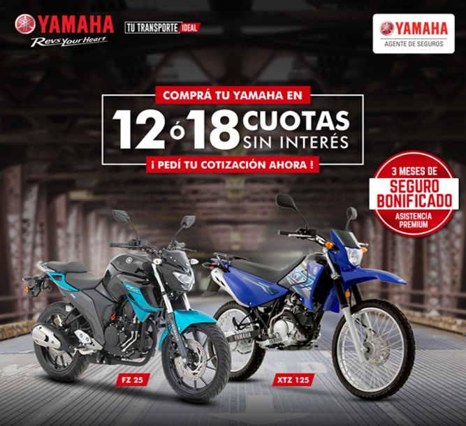 Motos Yamaha, en 12 o 18 cuotas sin interés
