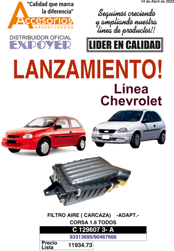 Filtro de aire - carcaza Chevrolet Corsa 1.6 