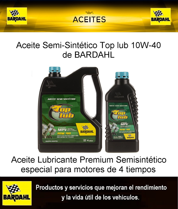 Aceite Semi-sintético Top Lub 10w-40 Bardahl 4 Litros
