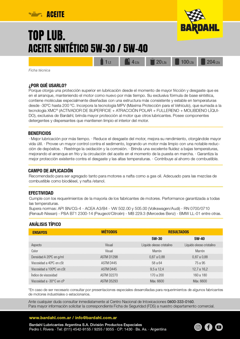 Aceite 5W30 Sintetico 12 X 1 L