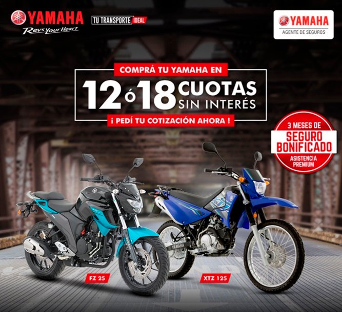 Motos Yamaha, en 12 o 18 cuotas sin interés