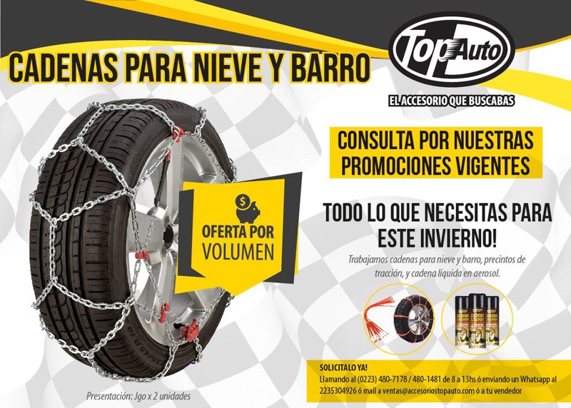 Novedades Top Auto: Cadenas para nieve y barro, precintos de tracción y cadena líquida en aerosol 