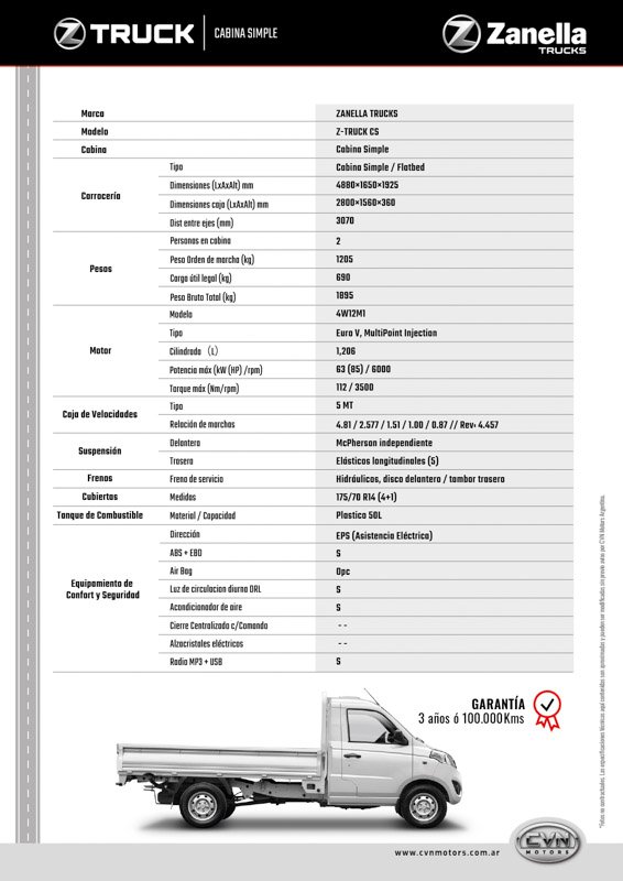CVN Motors Lanza el Camión Zanella Z-Truck
