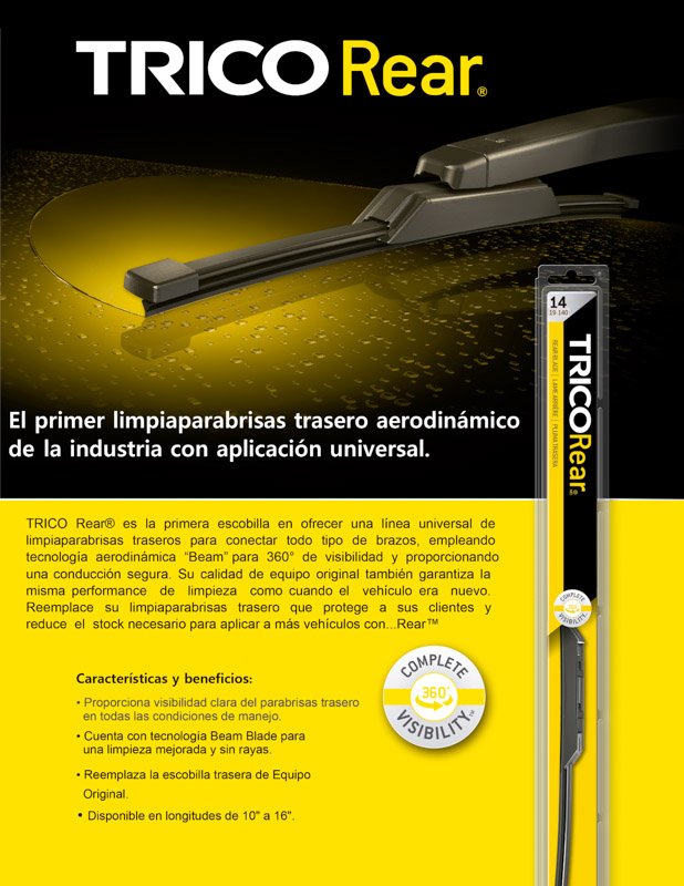 Nuevo lanzamiento Trico: Escobillas traseras universal aerodinámica