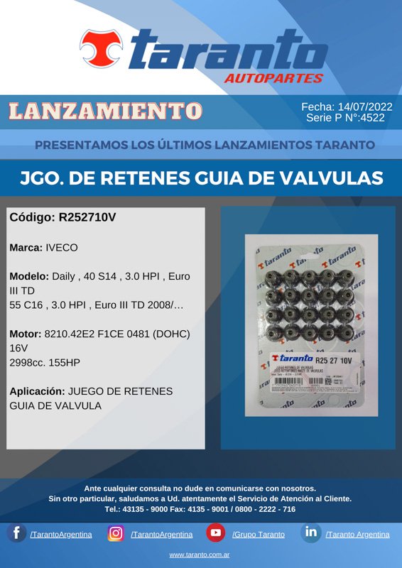 Nuevos lanzamientos de Taranto