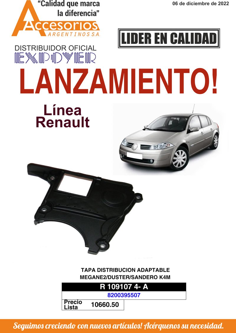 Tapa distribución adaptable Megane 2, Duster, Sandero, K4M