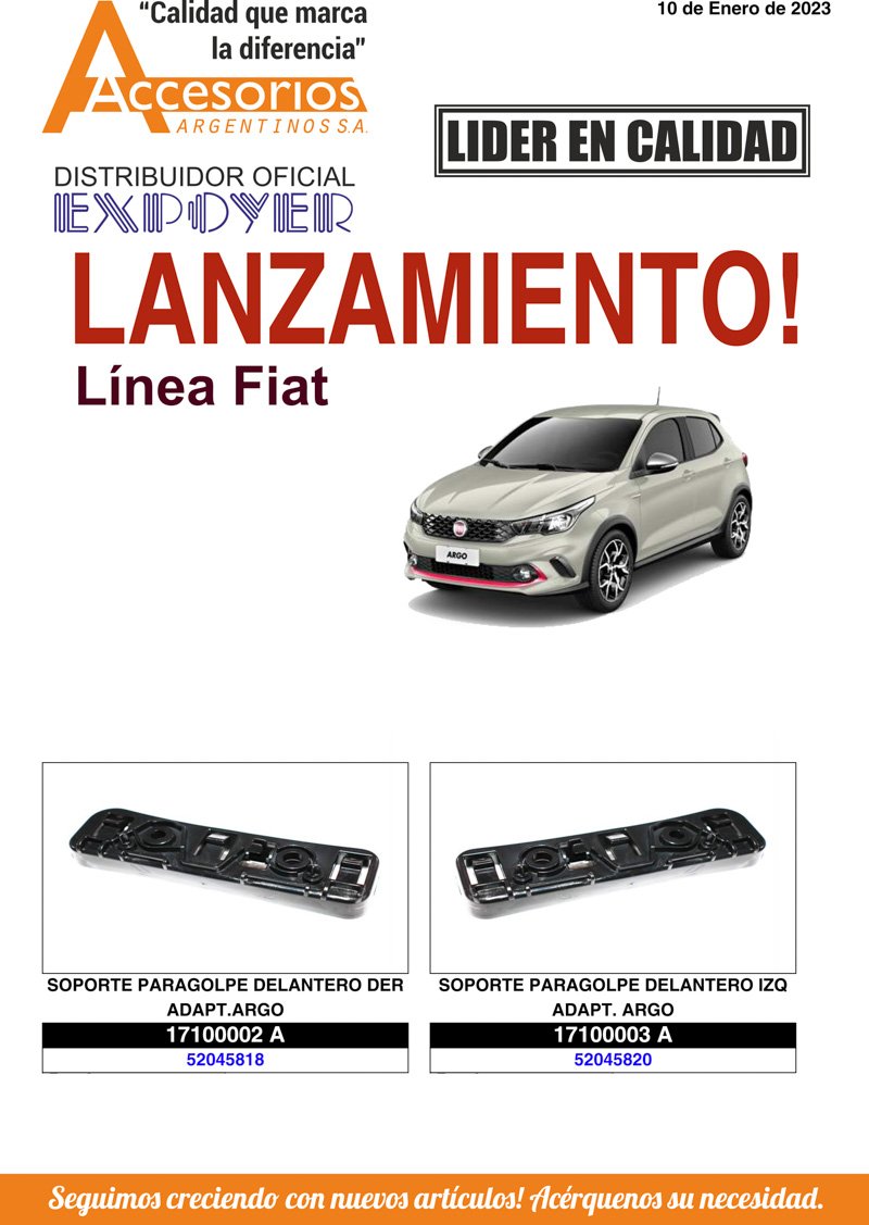 Soporte paragolpe delantero adaptación Argo