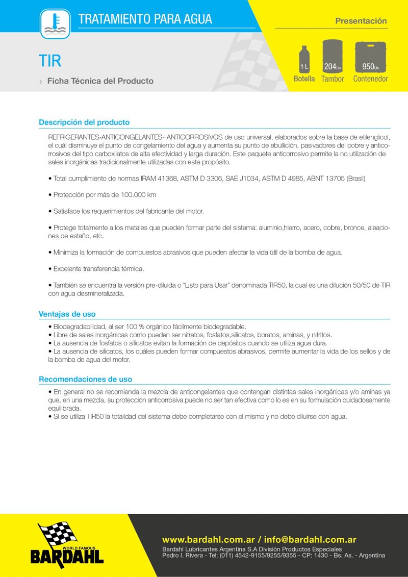 Consejos Bardahl: TIR Anticorrosivo, Refrigerante y Anticongelante