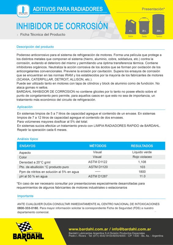 Inhibidor De Corrosión BARDAHL