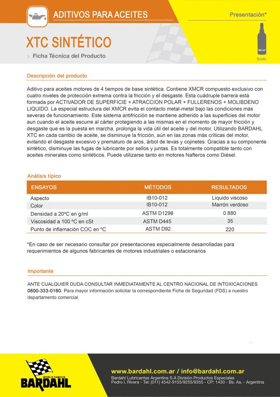 Xtc Sintético de BARDAHL