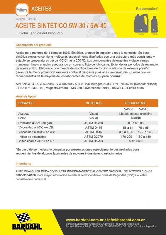 Top Lub 5W-30 de BARDAHL