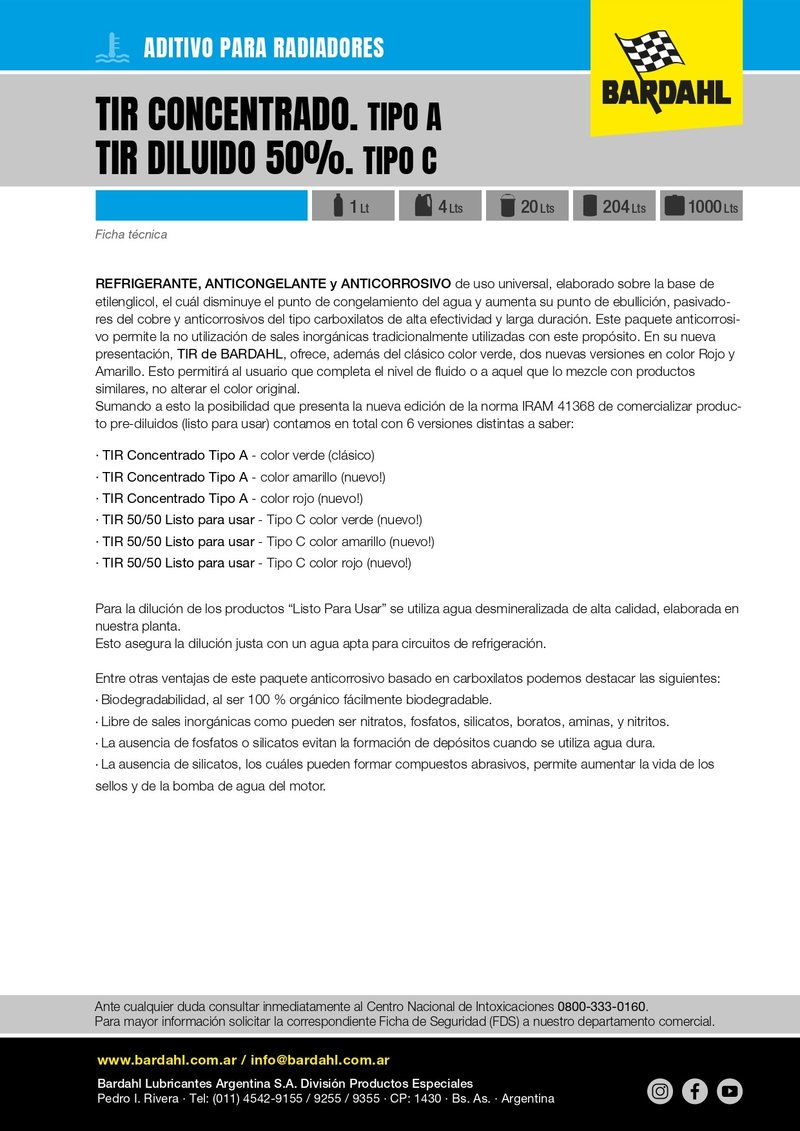 Bardahl TIR: protección total para el sistema térmico