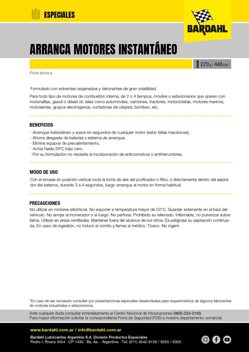 Arranca motores instantáneo para todo tipo de motor