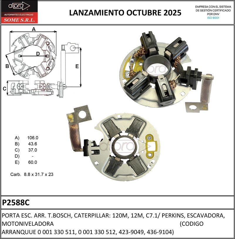 Dipra suma nuevos porta escobillas y piezas de arranque