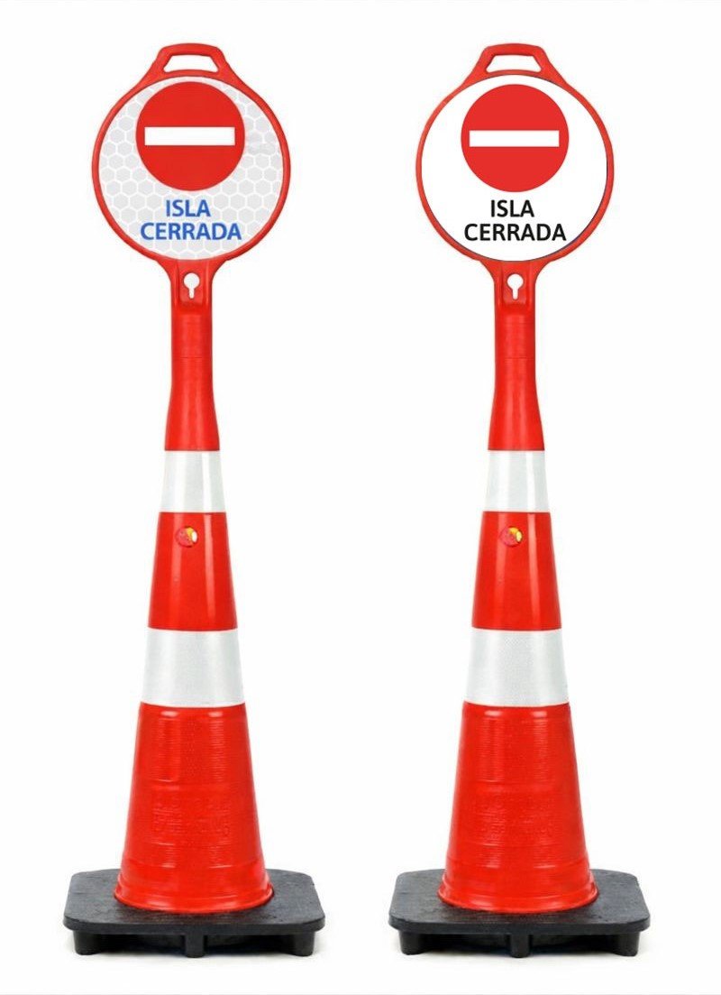 Cono rutero semiflexible 90 cm + cartel 