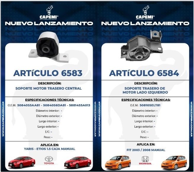 Novedades CAPEMI para GM, Peugeot, Citroen, Honda y Toyota