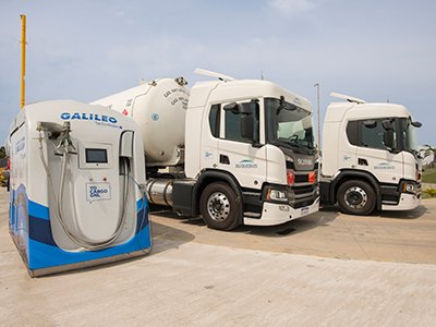 Camiones Scania a GNL en Buquebus