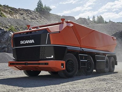 Un camion Scania sin cabina